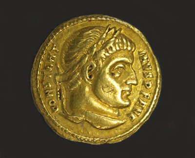 Constantine I, solidus, 312 – 317, gold, Rome, GLAHM:33565, Hunter