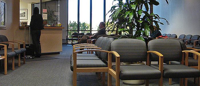 Photo of empty GP waiting room