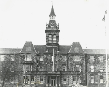 Southern General Hospital, main building with tower. Glasgow Caledonian University Archive Centre Heatherbank Social Work Collection: picture library