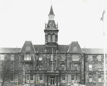 Southern General Hospital, main building with tower. Glasgow Caledonian University Archive Centre Heatherbank Social Work Collection: picture library