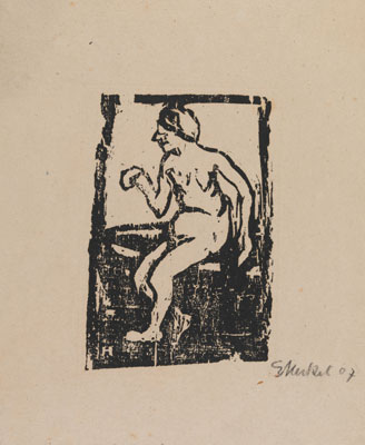 Erich Heckel, Madchen beim Baden (Young woman bathing), 1907. 