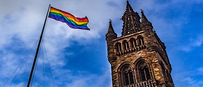 LGBT Rainbow Flag with UofG Tower 700 x 300 