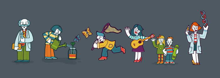 People on grey tile