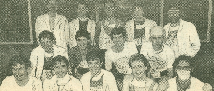 Pathology team with pwm 1985 from Evening Times Glasgow Marathon