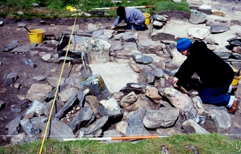 Excavations by the University of Glasgow on St. Ninian's Isle in July 2000