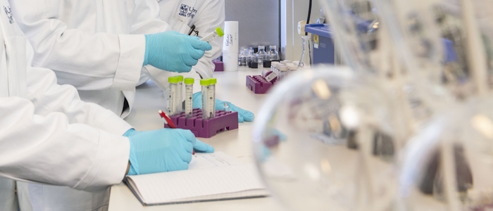 a chemistry lab desk with equipment