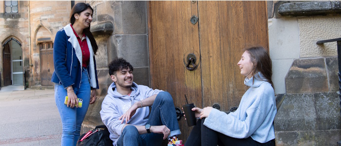 Students sitting in the Quadrangle