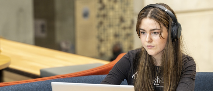 A student taking lecture notes on a laptop