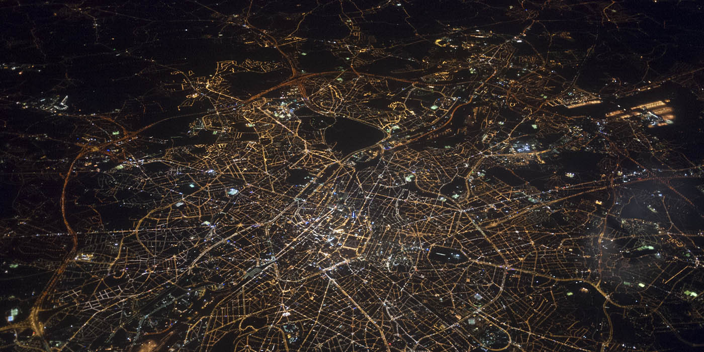 Aerial view of London at night