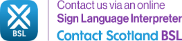Contact Scotland BSL logo and web link. If clicked it will take you to the Contact Scotland BSL website