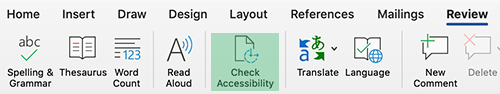 Check accessibility on review ribbon
