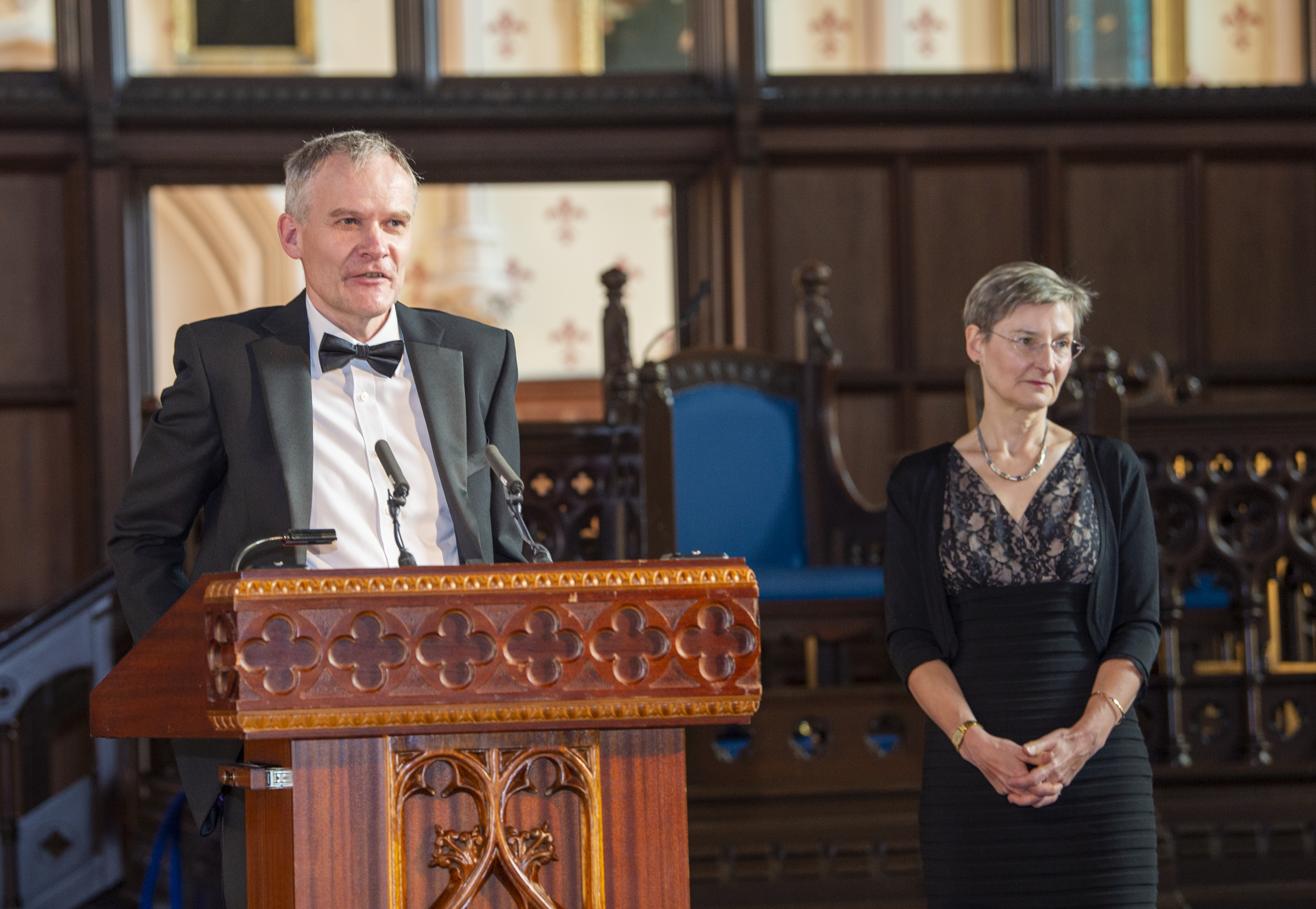 Professor David Cumming and Professor Muffy Calder at the James Watt Bicentenary Celebration Dinner. 