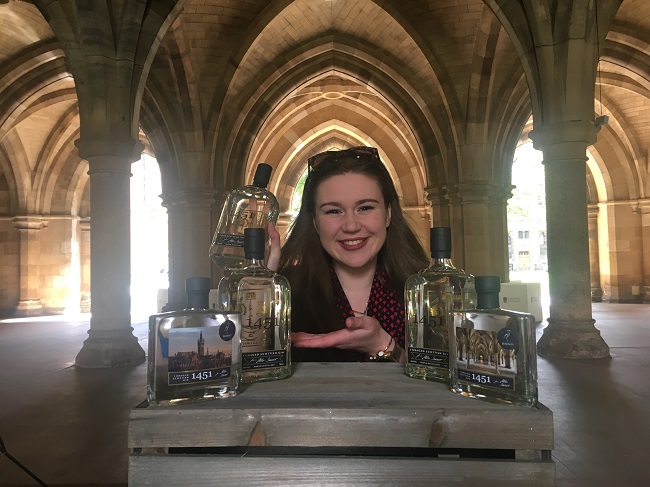 Helen Stewart from Badvo Distillery near Pitlochry has worked with the University of Glasgow to create an exclusive branded version of her gin for them which is called 1451 – after the year the institution was founded.