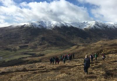 Students on a field class in Glencova