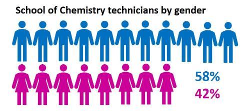 Technicians by gender 58 percent male and 42 percent female