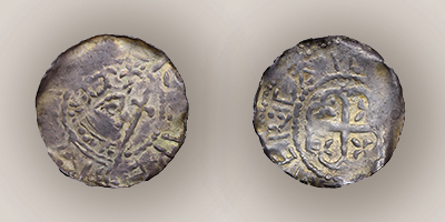 Empress Matilda, penny, c.1141 - 1142, silver, Cardiff, GLAHM:37697, purchase 1981