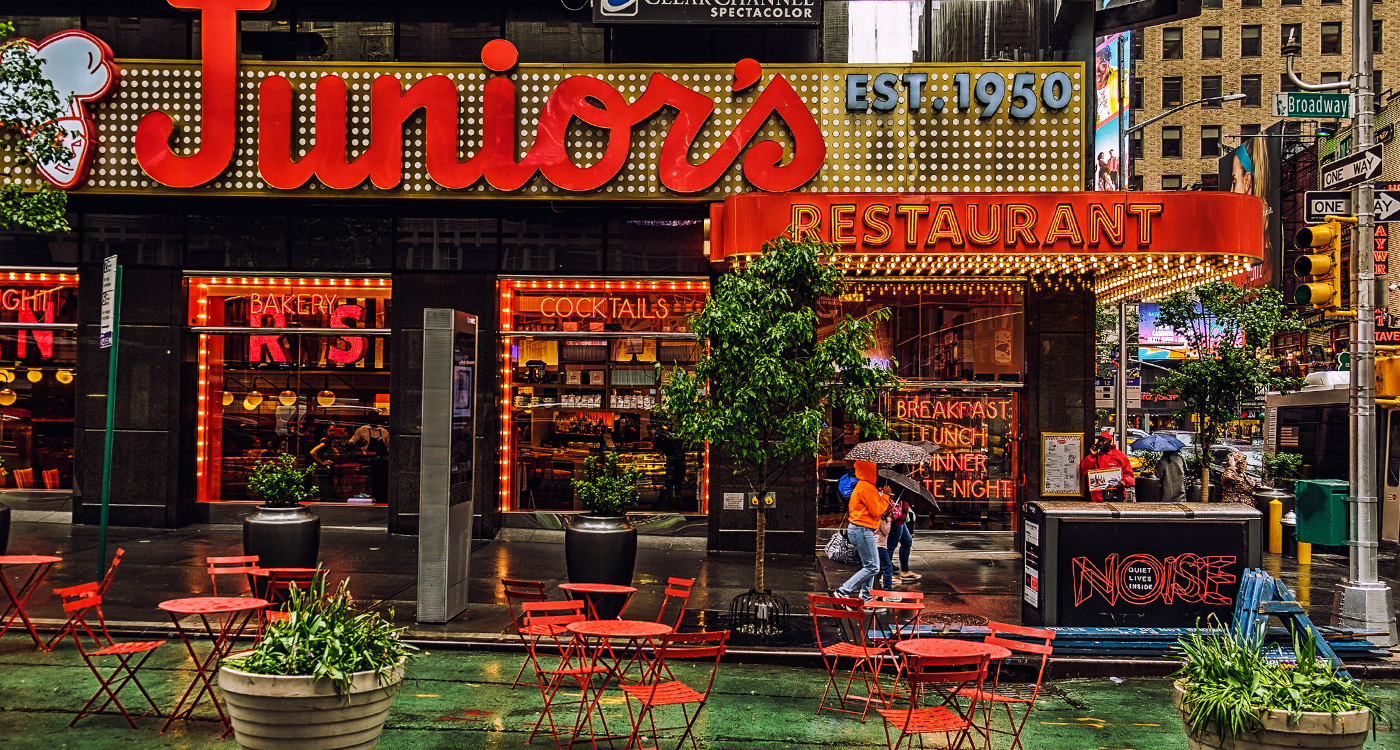 Junior’s restaurant on Broadway.