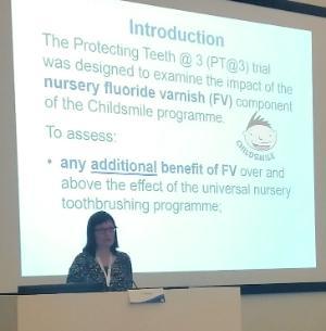 Photo of Yulia Anopa presenting research work
