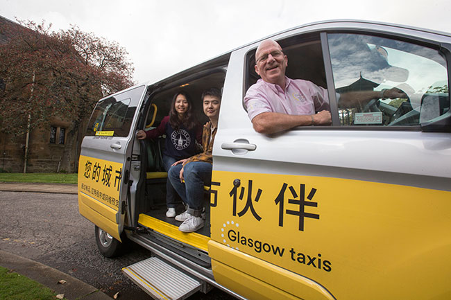 Glasgow taxis with passengers