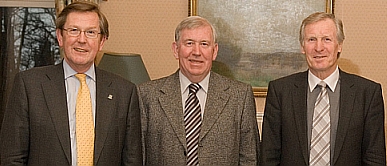 Principal Sir Muir Russell, John Greig and Billy McNeill