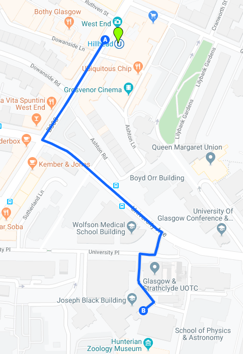 Directions to Joseph Black Building from Hillhead subway station