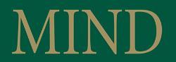 Logo: a green background with golden capital letters which read MIND