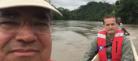 Prof Matt Marti on a canoe in a river in Panama