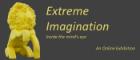 A yellow sculpture of a lion with the text 'Extreme imagination: Inside Mind's Eye - an online exhibition' 