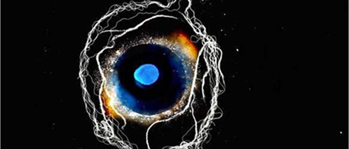 an abstract image that looks both like an eye and a galaxy