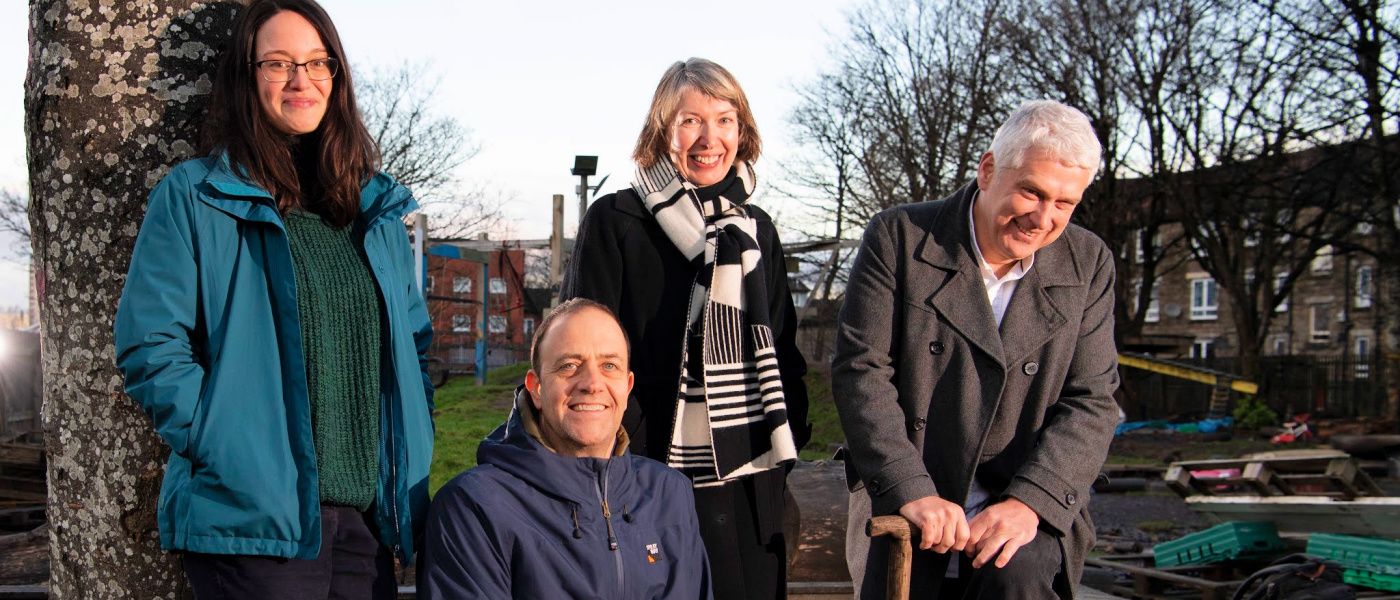 Helen Traill and others gathered at Baltic Street Playground