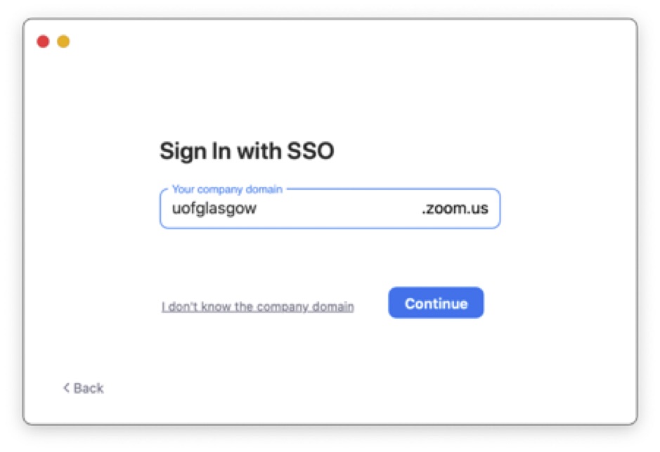 zoom - client SSO logon screen