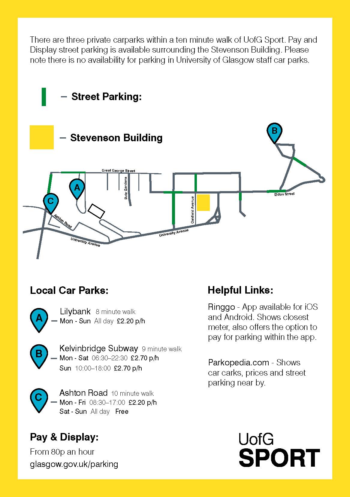 Parking at UofG Sport