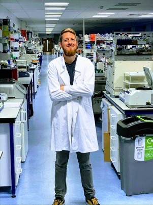 Nicky OBoyle standing in the lab