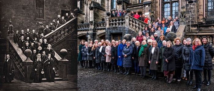 Some of the University of Glasgow’s senior women leaders assembled to give their own historic take on a 150-year-old, all-male professors’ photo ahead of celebrations for International Women’s Day.