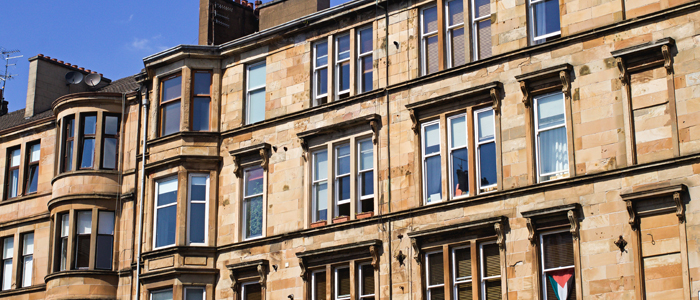 Traditional sandstone Glasgow tenements