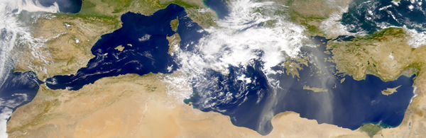 Satellite view of the entire Mediterranean