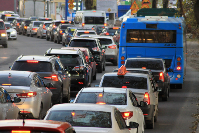 Cars in a traffic jam