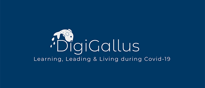 Logo of DigiGallus, Learning, Leading and Living during Covid-19. A rapid response website to talk about how organisations are experiencing Covid-19