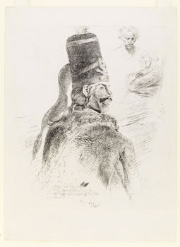 Adolph Menzel, Der Grosse Totenkopfhusar, Drypoint, 1846.