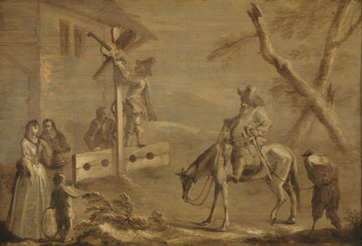 William Hogarth, Hudibras Triumphant, Oil on domestic wood panelling, c. 1720.