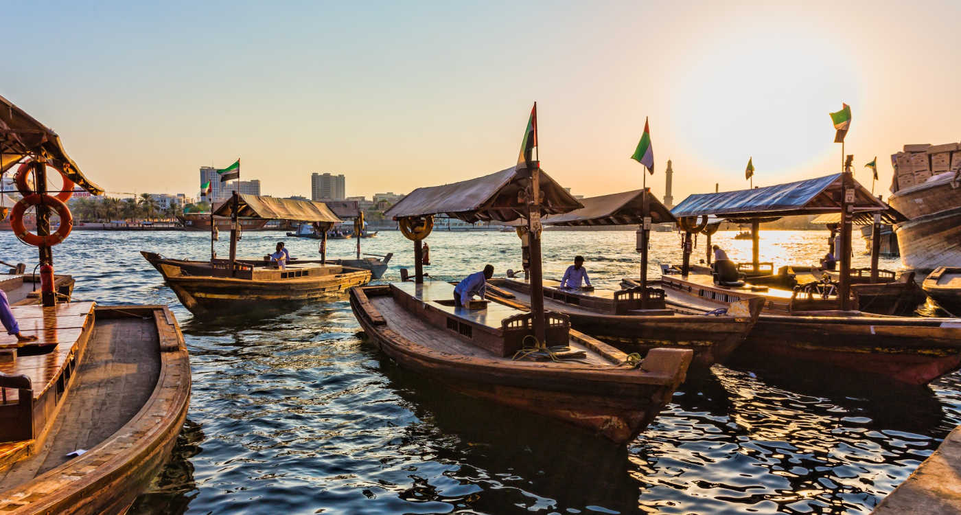Traditional boats on Bay Creek, Dubai