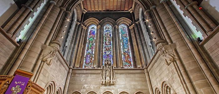 Stained glass windows in the University Chapel 