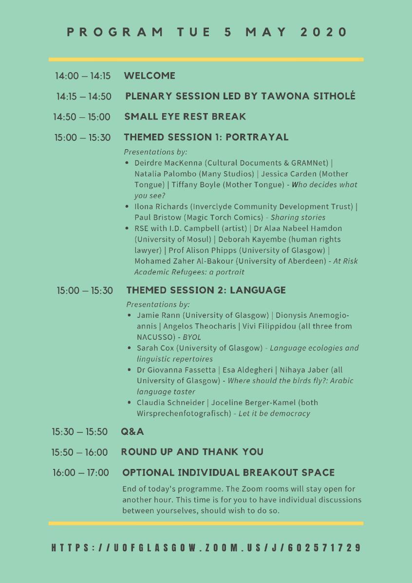 Virtual Spring School 2020 programme page 1