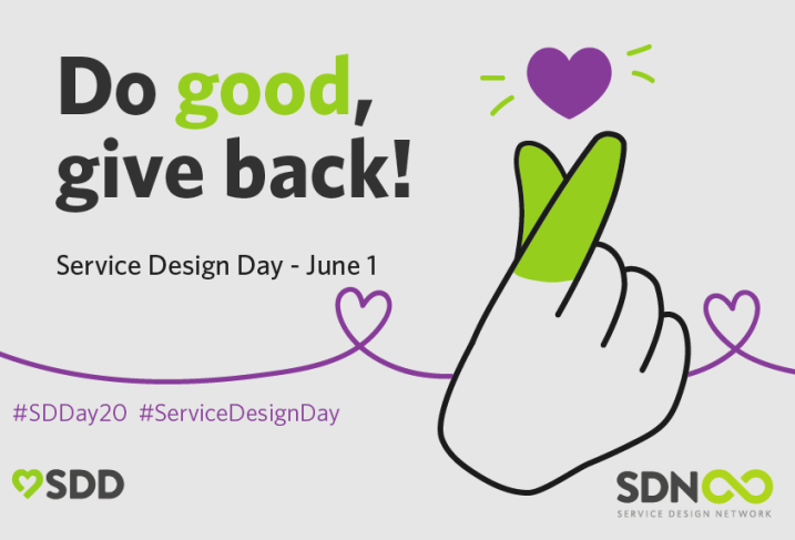 Banner with the slogan 'Do good, give back!' for Service Design Day 2020