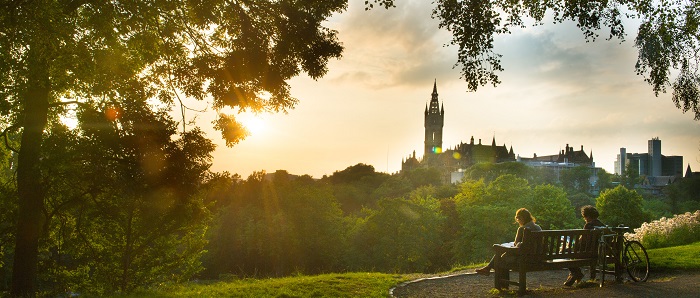 the University of Glasgow from Kelvingrove park