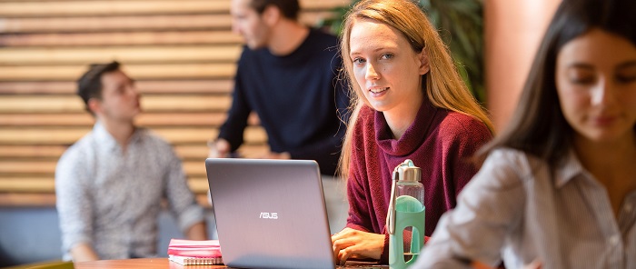 Student working on a laptop