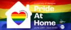 Pride at Home logo over Pride Flag