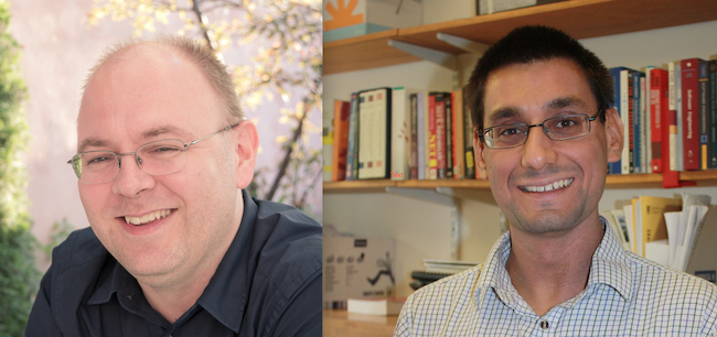 Two headshot pictures of Dr Colin Perkins and Dr Jeremy Singer arranged side-by-side