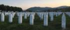 Image of gravestones marking those killed in the Srebrenica genocide