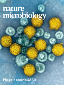 The front cover of the journal Nature Microbiology for August 2020